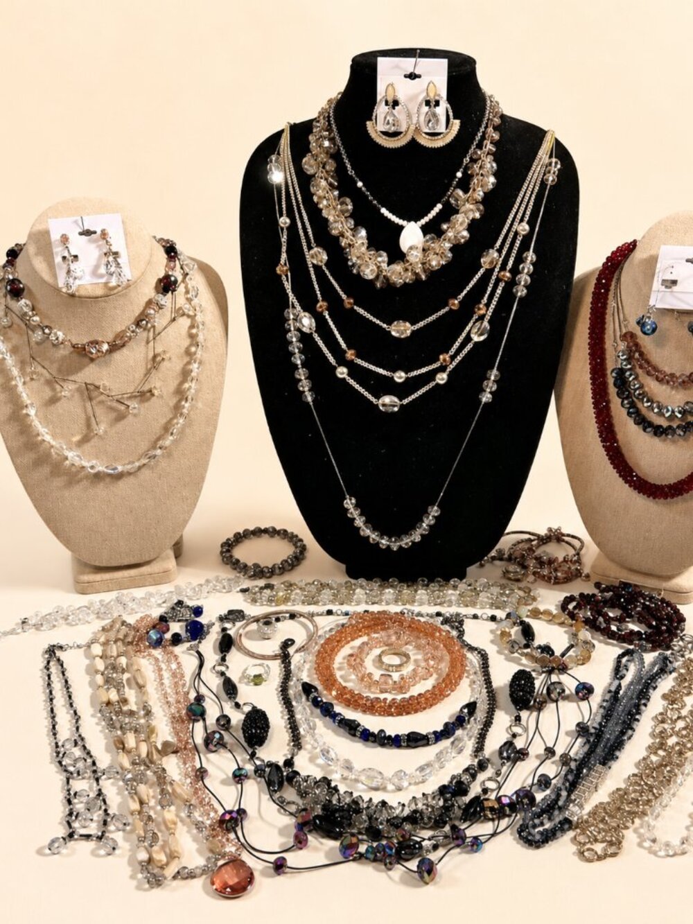 💎Vintage Crystal Beaded Jewelry Necklaces Bracelets Earrings Mixed Statement